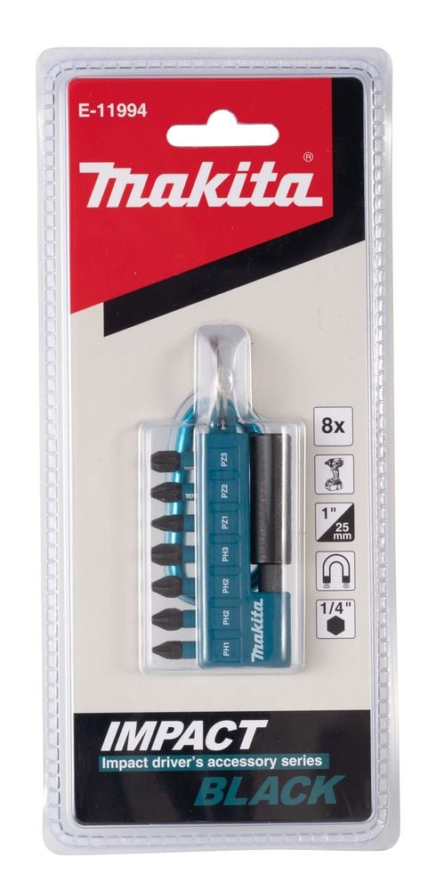 Makita MAKITA SKRUEDRIVNINGSTIPS /8 stk. SLAG SVART