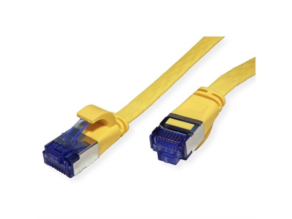 Verdi VALUE FTP patchkabel, kat. 6A (klasse EA), ekstra flat, gul, 0,5 m