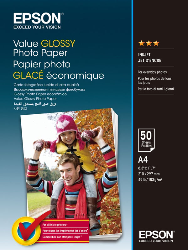 Epson Value - Blank - A4 (210 x 297 mm) - 183 g/m² - 20 ark fotopapper - för Expression Home XP-255, 257, 352, 355, 452, 455; Expression Home HD XP...