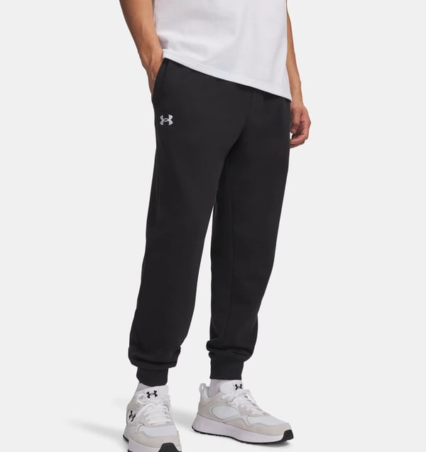 Under Armour UA Rival Fleece, Treningsbukser, Hankjønn, Svart, Voksen, Black / White, Monokromatisk