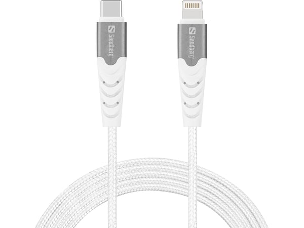 Sandberg - Lightning-kabel - 24 pin USB-C hann til Lightning hann - 2 m - MFI-sertifisert - hvit - USB Power Delivery