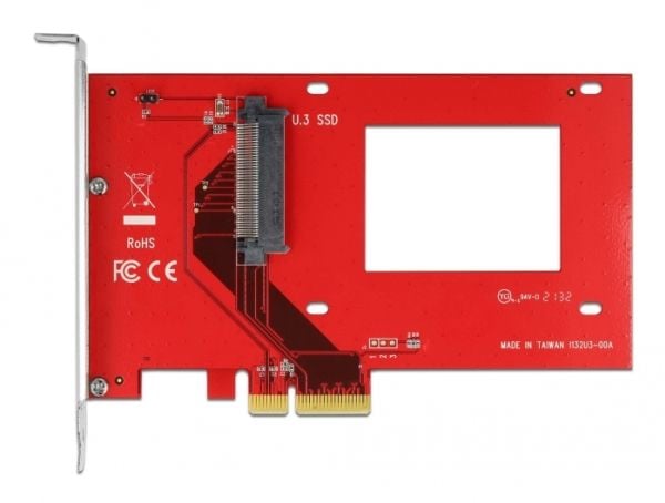 DeLOCK 90071, PCIe, U.3, Mies, Punainen, Hopea, PC, Kiina