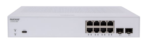 Ruckus ICX 8100 - Switch - Styrt - 8 x 10/100/1000 (PoE+) + 2 x 1 Gigabit SFP - rackmonterbar - PoE+ (124 W)