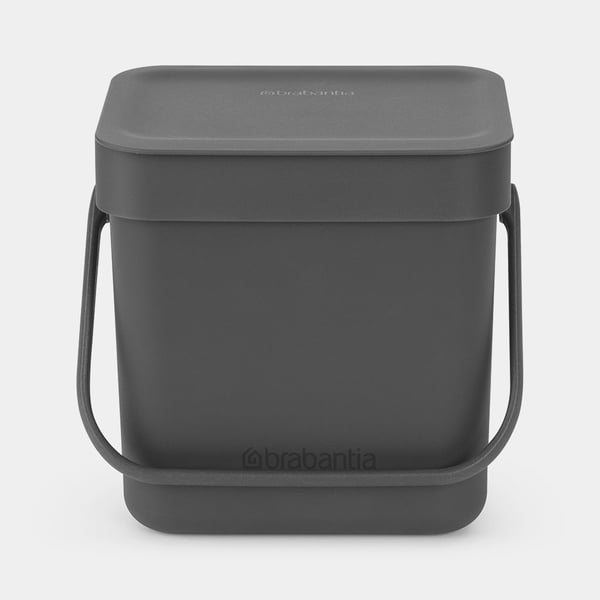 Brabantia Sort & Go - Søppelbøtte - flipp-lokk - 3 L - håndtak - grå