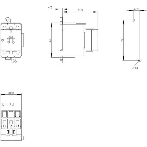 Kuormituskytkin, 3-napainen, 16 mm², 16 A, 690 V/AC, Siemens 3LD30100TK05