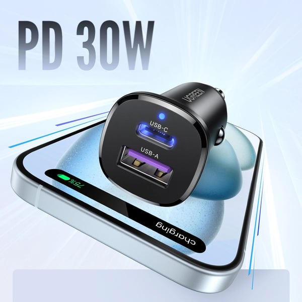 Ugreen EC305 USB-C + USB billaddare, 30W (svart)