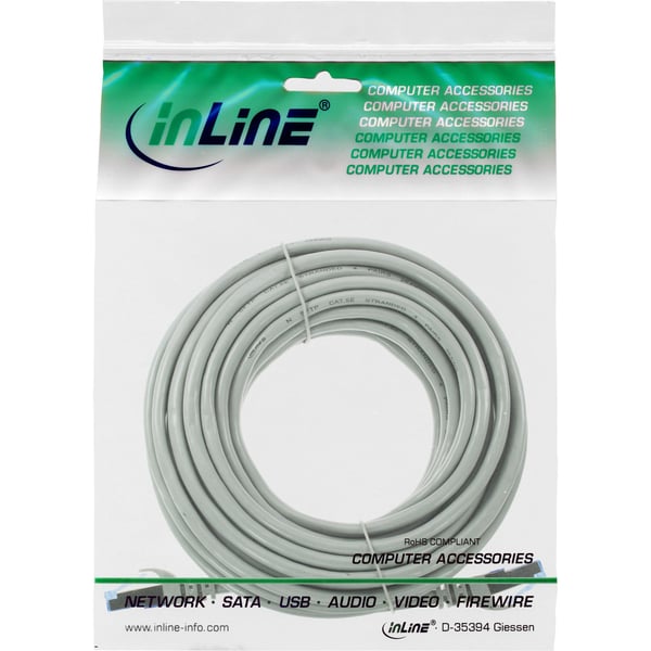 InLine 74815, 15 m, Cat6a, S/FTP (S-STP), RJ-45, RJ-45, Grå