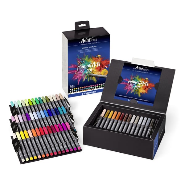 STAEDTLER Pigment 371C60 penselpenner, permanent, vannfast, 60-pk