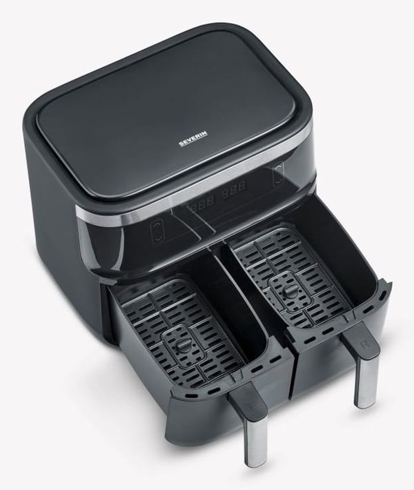 Severin FR 2463, Kuumakiertoilmakypsennin, 8 L, 120 °C, 200 °C, Kaksois, musta