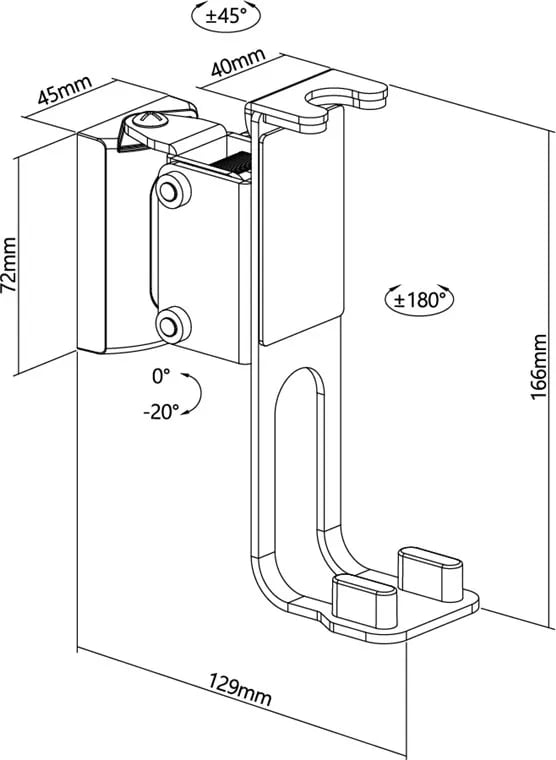 Goobay 71348, Seinä, Terästä, 3 kg, Valkoinen, -20 - 0°, 360°