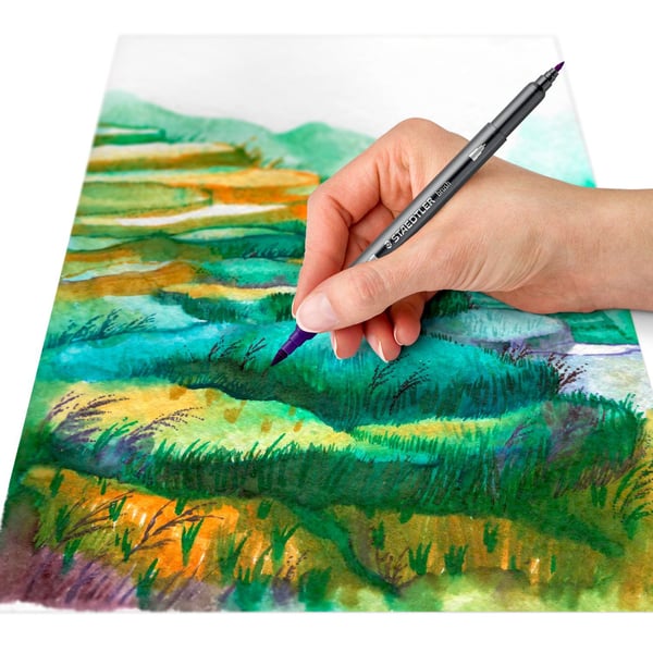STAEDTLER dubbla fiberpennor "Asia", ask om 6, 2 spetsar, linjebredd: 1,0 - 6,0 mm / 0,5 - 0,8 mm, - 1 st (3001 C6-5)