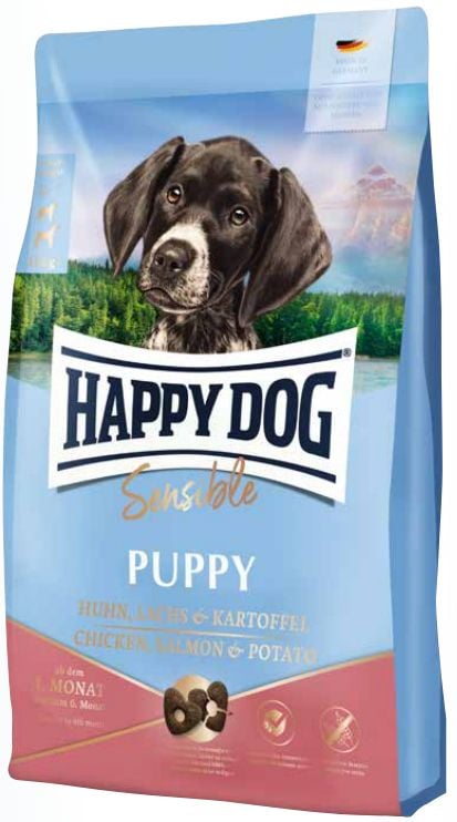 Happy Dog Sensible Puppy, Koiranpentu, Kaikille roduille, Kana, Peruna, Lohi, Riisi, 4 kg