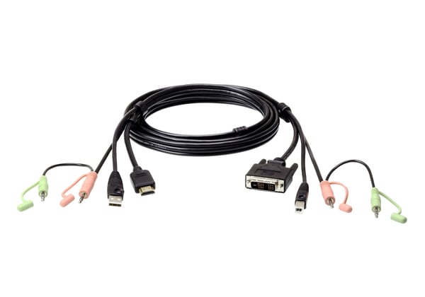 ATEN 2L-7D02DH - Tastatur / video / musekabel (KVM) - USB, HDMI, 2 x ministereojakk (hann) til USB-type B, DVI-D, 2 x ministereojakk (hann) - 1.8 m...