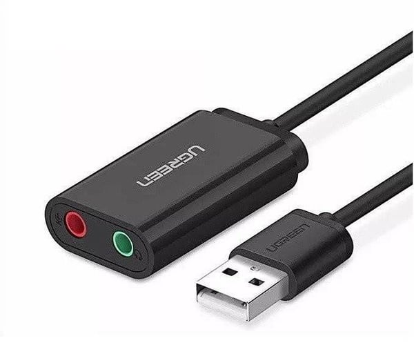 Ugreen US205 ulkoinen USB-äänikortti, 15 cm, musta
