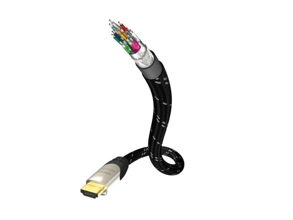 in-akustik Excellence - High Speed - HDMI-kabel - HDMI hann til HDMI hann - 3 m - skjermet - svart, sølv - solid, 4K-støtte