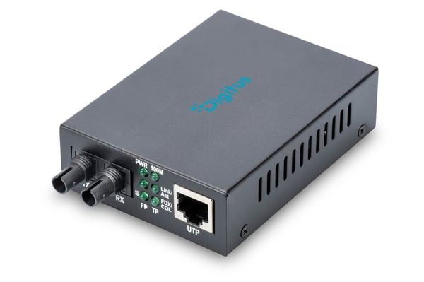 DIGITUS Professional DN-82010-1 - Fibermedieomformer - 100Mb LAN - 10Base-T, 100Base-FX, 100Base-TX - RJ-45 / ST flermodus - opp til 2 km - 1310 nm