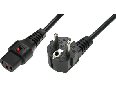 MicroConnect - Strömkabel - power IEC 60320 C13 till power CEE 7/7 (hane) - 2 m - 90° anslutning - svart