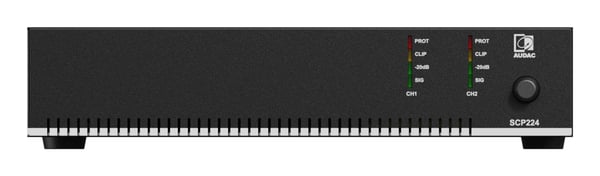 Audac AUDAC SCP224 Kompakti kaksikanavainen tehovahvistin 2 x 240 W (4 Ohm) / 480 W (70/100 V)