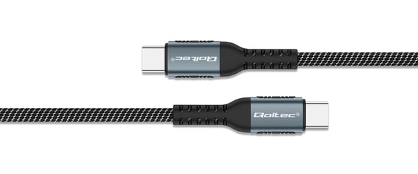 Qoltec - USB-kabel - USB-C (hane) till USB-C (hane) - USB 2.0 - 20 V - 5 A - 1.5 m - Stöd för Power Delivery 3.0, 100W Power Delivery passthrough -...