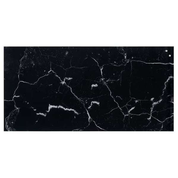 Magnetisk NAGA Stænkplade 100x50 cm - glas med metal bagplade - sort marmor
