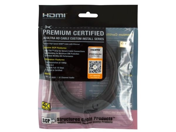 SCP Premium - HDMI-kabel med Ethernet - HDMI hann til HDMI hann - 4.5 m - trippel beskyttelse - svart