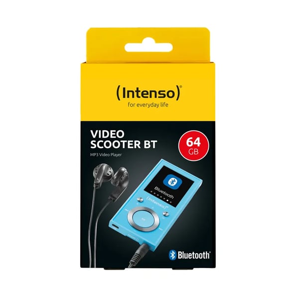 Intenso Video Scooter BT, MP3-spelare, 16 GB, LCD, USB 2.0, Blå, Hörlurar