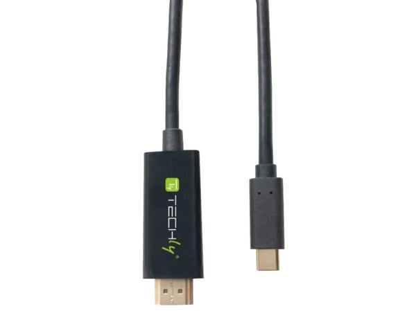 TECHly - Video- / lyd- / datakabel - USB-C hann reversibel til HDMI hann - 2 m - svart - rund, 4K-støtte