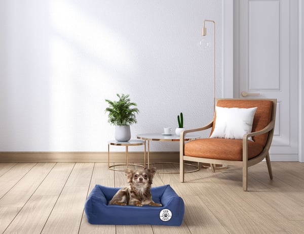 Paw Love - Hundeseng - Firkantet - Medium - 61x48cm - Marineblå