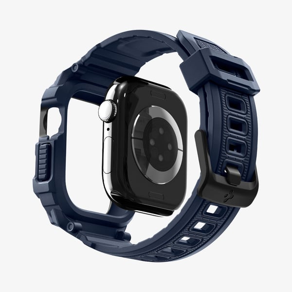 Spigen Rugged Armor Pro 2, Fodral + armband, Smartwatch, Marinblå, Apple, Apple Watch 10/11 (42mm), Termoplastisk polyuretan (TPU)