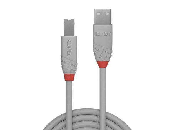 Lindy 36685, 5 m, USB A, USB B, USB 2.0, 480 Mbit/s, Grå