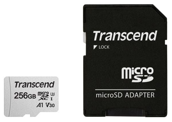 Transcend 300S - Flashminnekort (adapter inkludert) - 256 GB - A1 / Video Class V30 / UHS-I U3 / Class10 - microSDXC