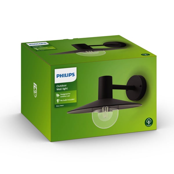 Philips myGarden Skua vägglampa 42 W E27 ljuskälla medföljer inte, Väggbelysning för utomhusbruk, Svart, Metall, Terass, Trädgård, I, Klassisk