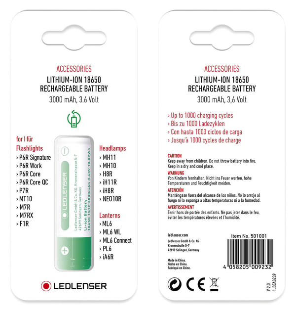 LEDLENSER 18650 Li-Ion oppladbart batteri - 3000 mAh