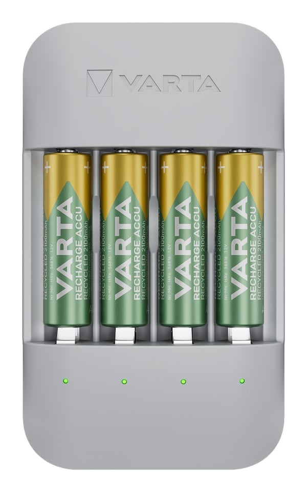 Varta Eco Charger Pro, Nikkelmetallhydrid (NiMH), Kortslutning, AA, AAA, 4 stykker, Batterier medfølger