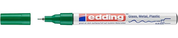Edding 780, Grønn, Fin tupp, Grønn, Hvit, Aluminium, Fint, 0,8 mm
