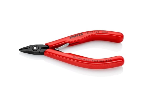 Knipex 75 52 125, Pihdit viistolla leikkauspinnalla, 1,05 cm, 1,4 cm, 5,5 mm, 0,8 mm, Terästä