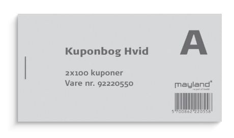 Kupongbok, Mayland, Kupongbok, vit 130x70mm, förpackning om 10 - (10 st.)