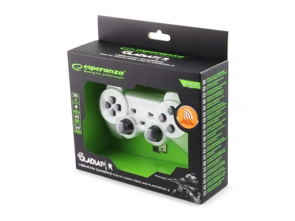 Esperanza GLADIATOR - Håndkonsoll - trådløs - 2.4 GHz - hvit - for PC, Sony PlayStation 3