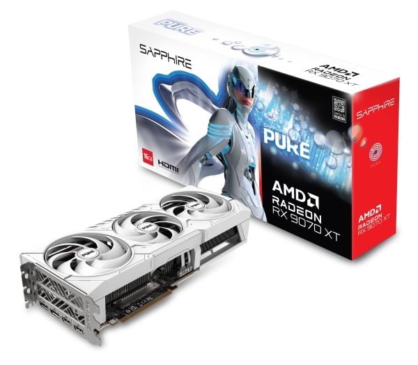 Sapphire Pure Radeon RX 9070 XT skjermkort 16 GB GDDR6, hvit