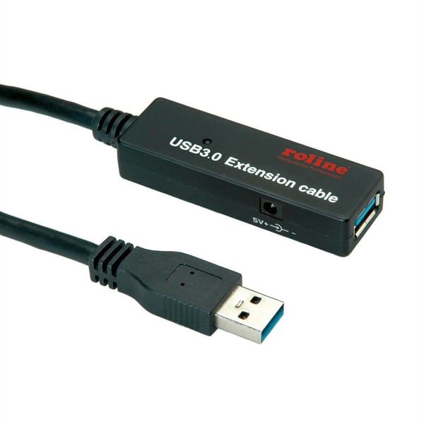 ROLINE 12.04.1072, 20 m, USB A, USB A, USB 3.2 Gen 1 (3.1 Gen 1), 5 Gbit/s, Svart