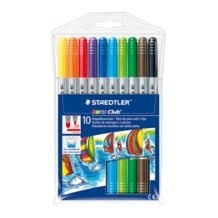 STAEDTLER Noris Club 320 - Twin-tip-markør - assorterte farger - vannbasert blekk - 3 mm / 1 mm - bred / fin (en pakke 10)