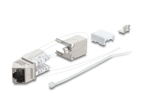 Delock - Modulär insättning - 45° angled, 90° cable routing, tool-free - CAT 6a - skärmad - RJ-45, LSA - metall