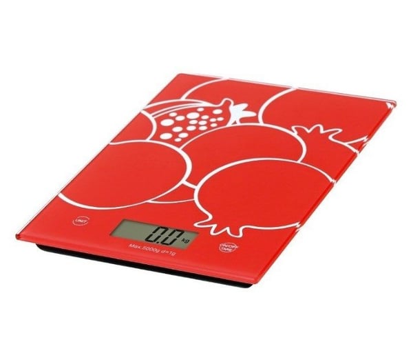 Omega OBSKR, Elektronisk köksvåg, 5 kg, 1 g, Röd, Härdat glas, Glas