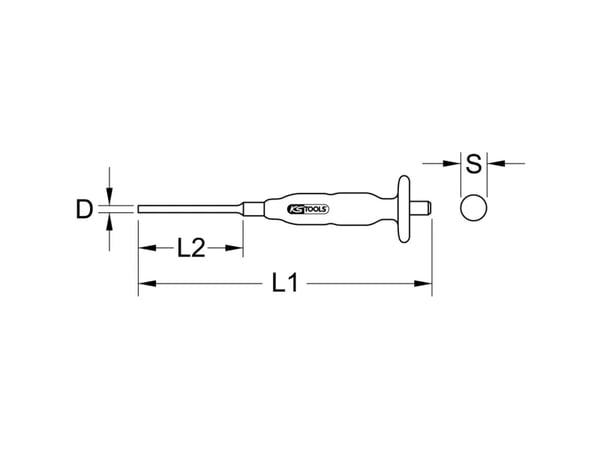 KS Tools 156.0010, Tuurna, Kromi-molybdeeniteräs, Musta, Punainen, 225 mm, 1 cm
