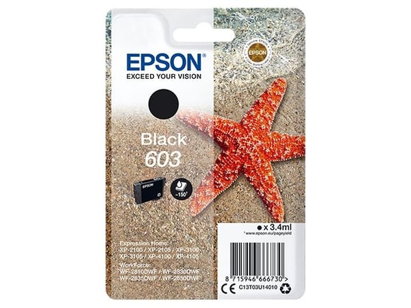 Epson Singlepack Black 603 Ink, Perusvärintuotto, Musta, 3,4 ml, 1 kpl, Kertapakkaus