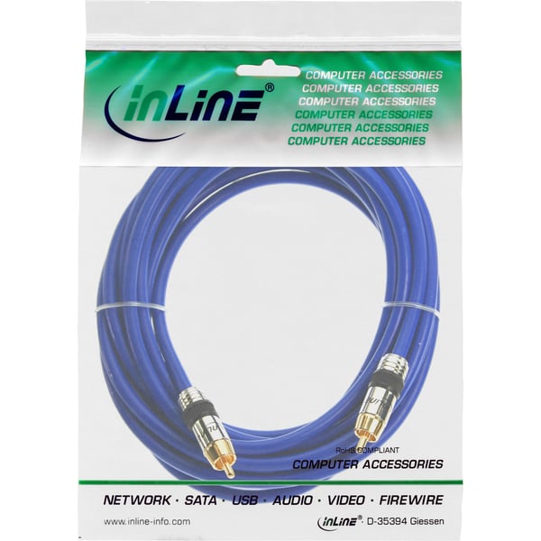 InLine 89401P, RCA, Hanstik, RCA, Hanstik, 1 m, Blå