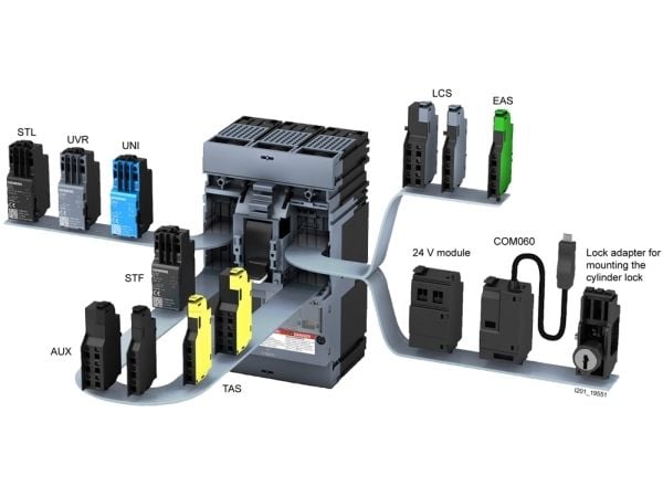 Siemens 3VA5450-5EF31-0AA0 Strömbrytare 1 st Inställningsområde (ström): 350 - 500 A Kopplingsspänning (max.): 600 V/AC, 500 V/DC (B x H x D) 138 x...