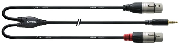 Cordial CFY 1.8 WFF, 3.5mm, Hankjønn, 2 x XLR, Hunkjønn, 1,8 m, Sort
