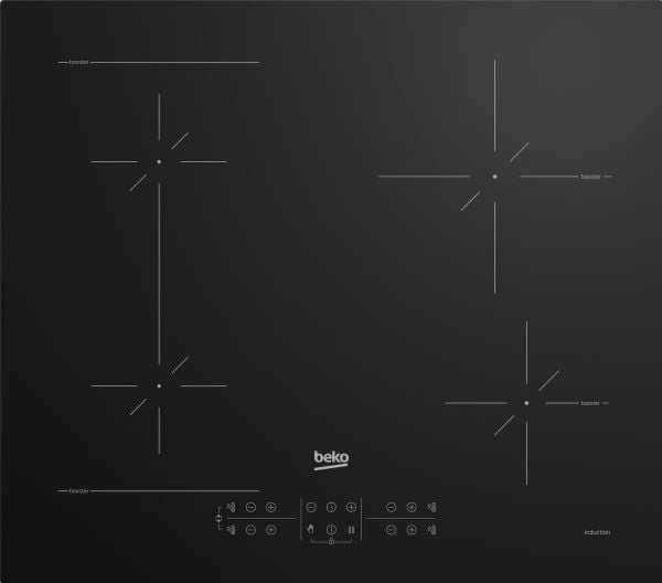 Beko HII64200SFMT - Induksjonskomfyrtopp - 4 plater - Nisje - bredde: 56 cm - dybde: 49 cm - svart