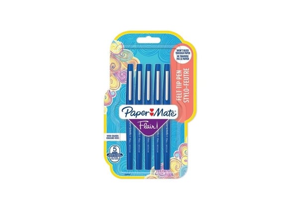 Papermate Flair, Medium, 1 färger, Blå, Rundad spets, 1 mm, Blå